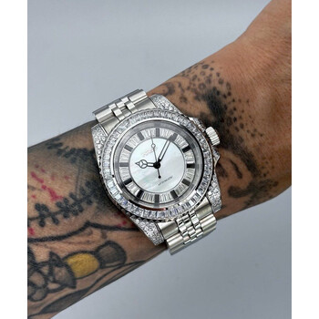 Custom Seiko Mod • Black White Double Diamond MOP Yachtmaster • 40mm